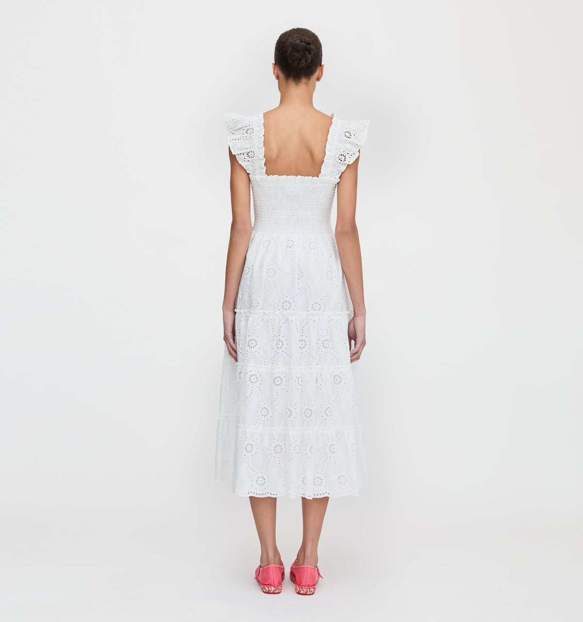 The Ellie Nap Dress in White Trellis Broderie