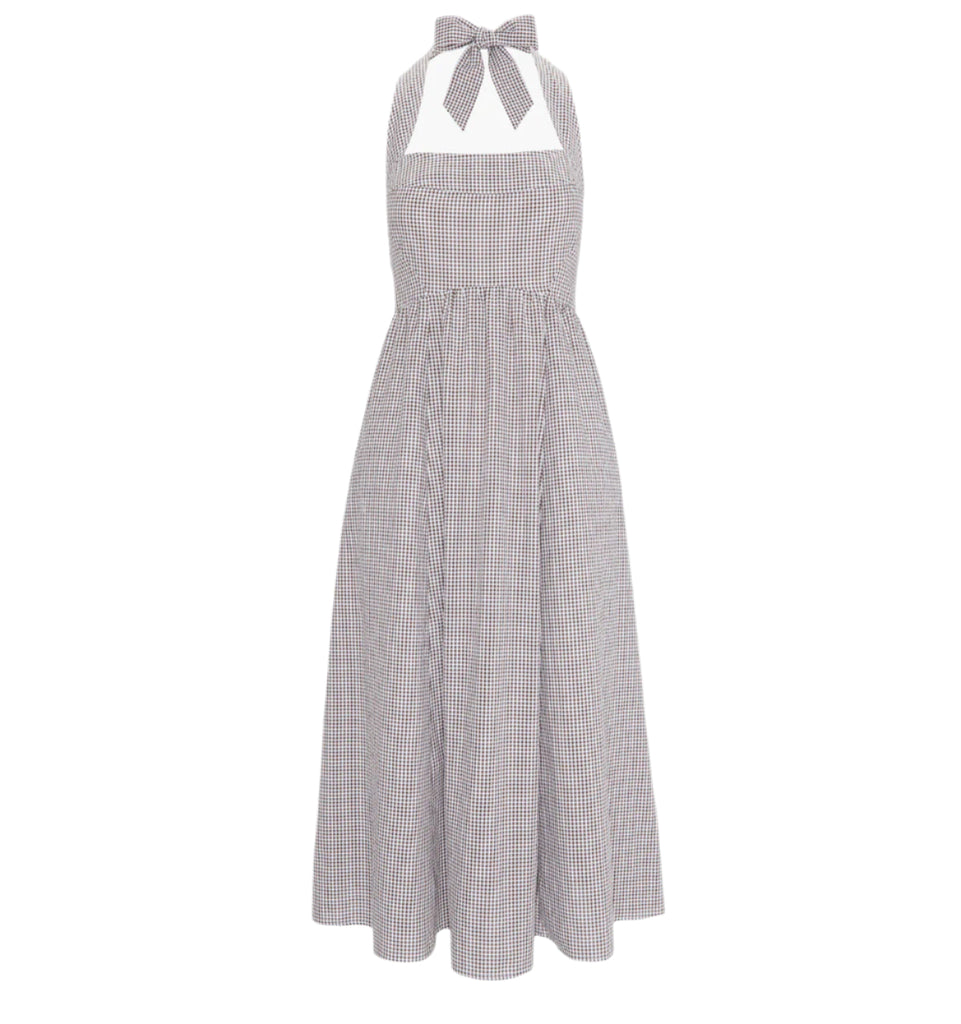 The Fleur Midi Dress in Chocolate Gingham