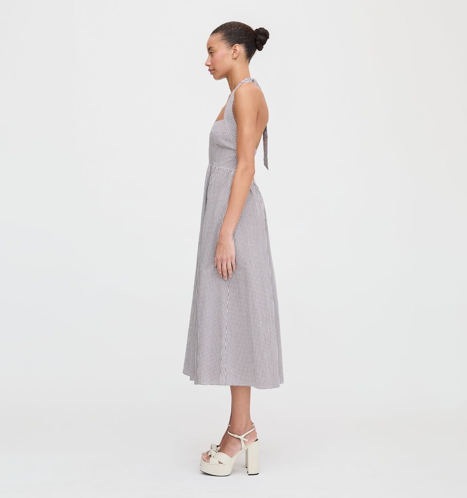 The Fleur Midi Dress in Chocolate Gingham