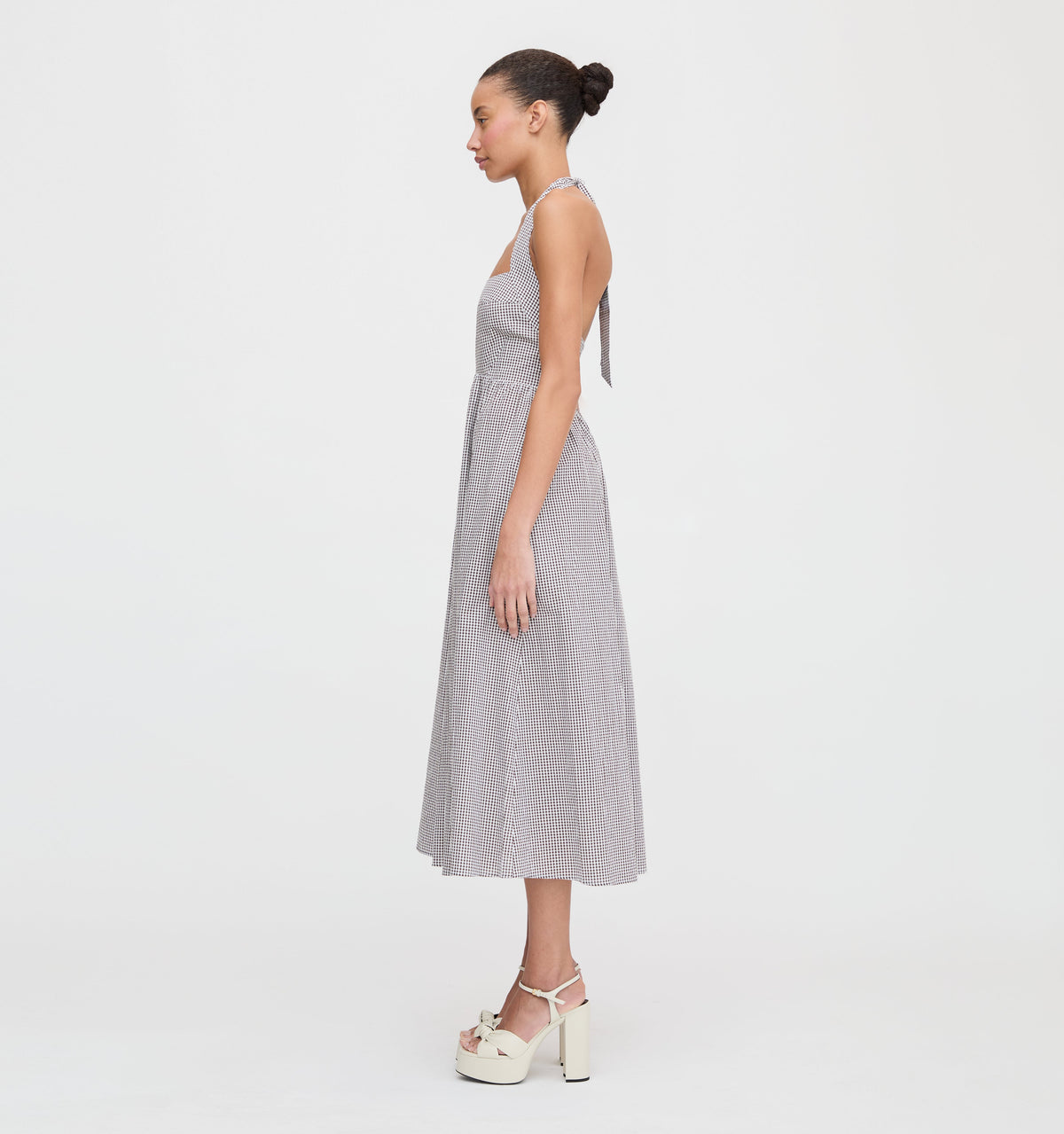 The Fleur Midi Dress in Chocolate Gingham