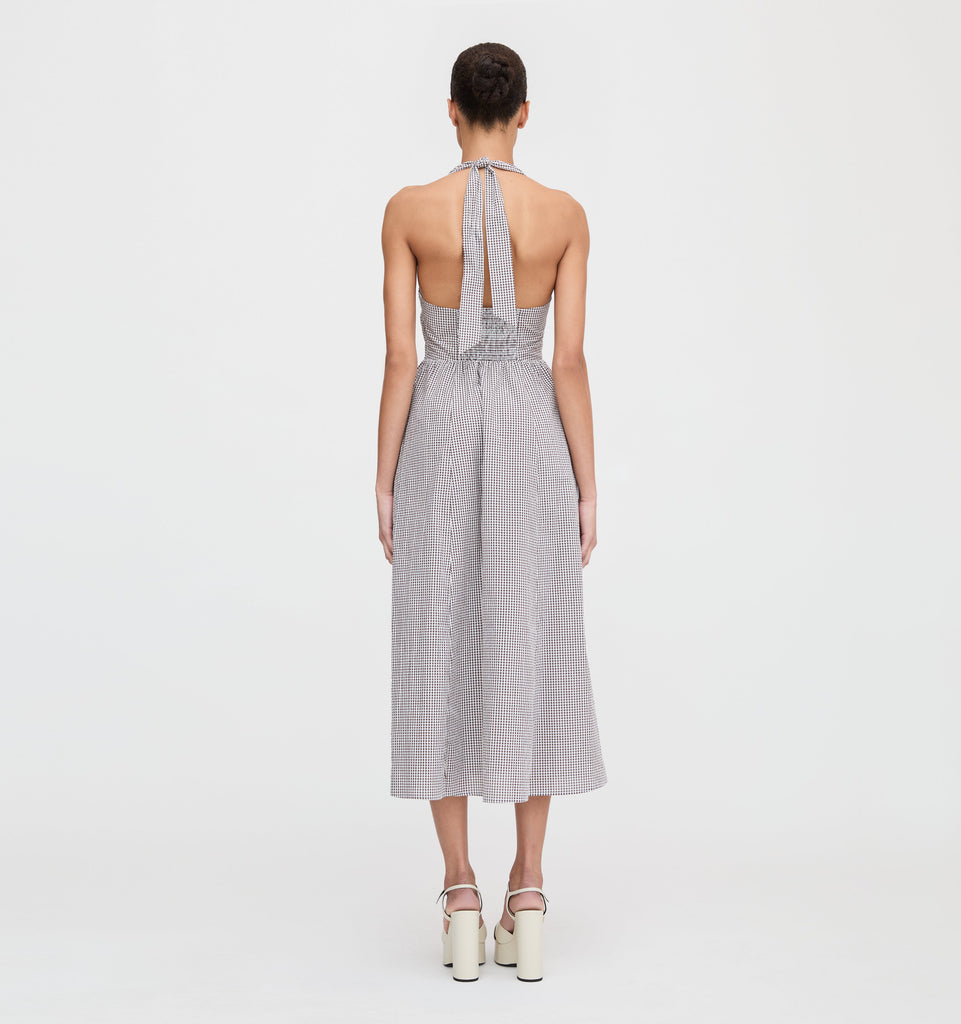 The Fleur Midi Dress in Chocolate Gingham