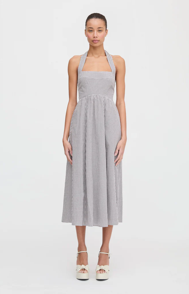 The Fleur Midi Dress in Chocolate Gingham