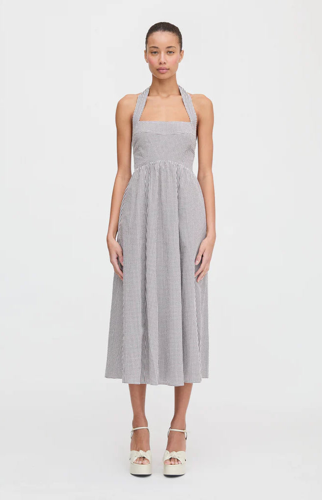 The Fleur Midi Dress in Chocolate Gingham