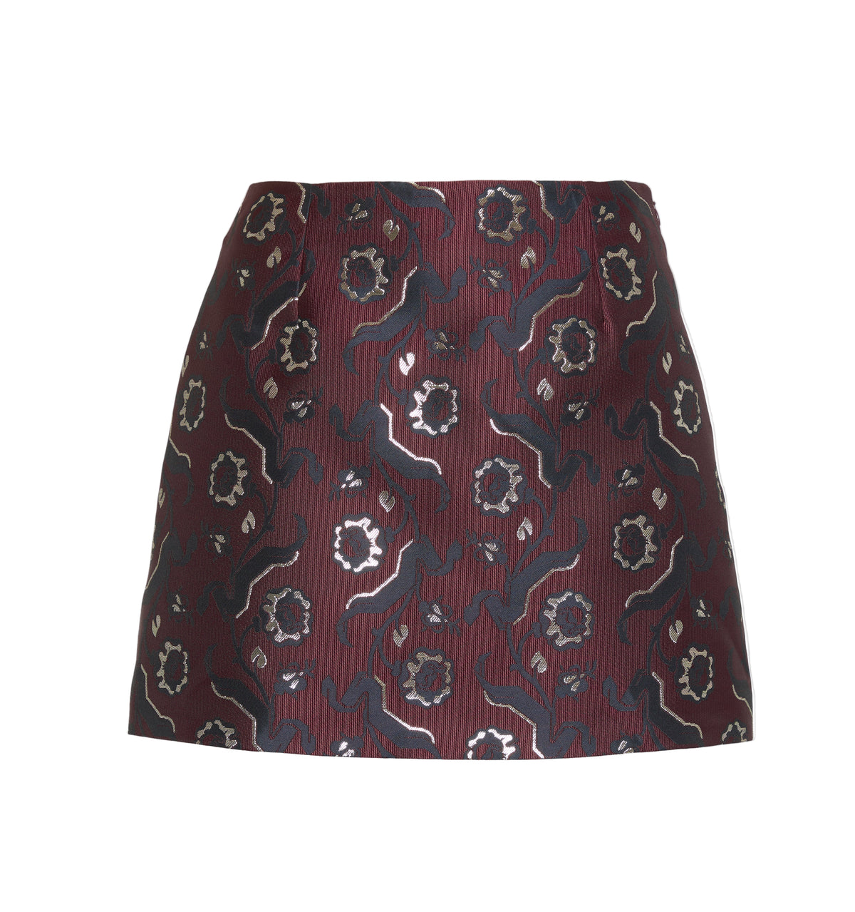 The Hallie Skirt in Burgundy Baroque Jacquard