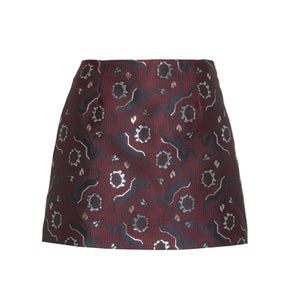 The Hallie Skirt in Burgundy Baroque Jacquard