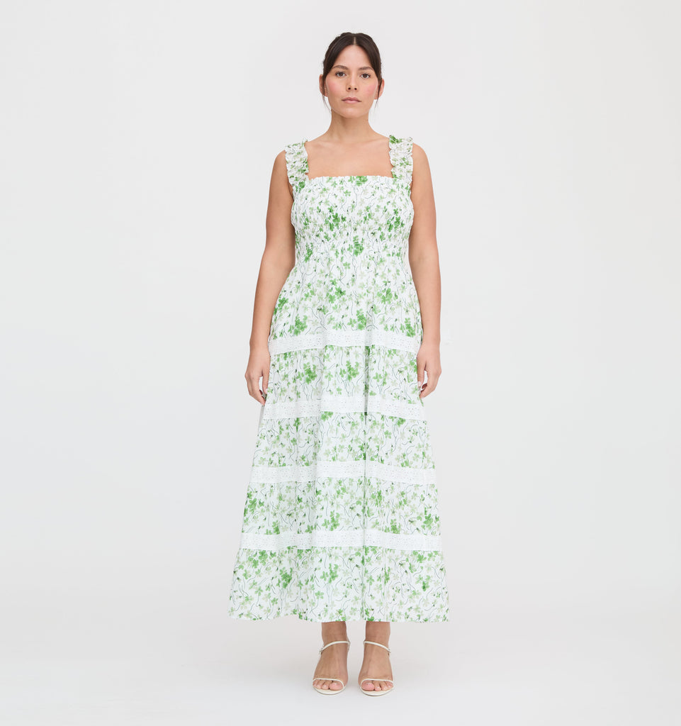 The Kimmy Nap Dress in Green Sweet Peas