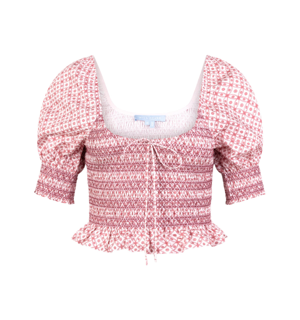 The Madeline Nap Top in Rose Circular Lattice