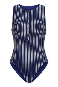 The Malibu One Piece Textured Stripe in Nautical