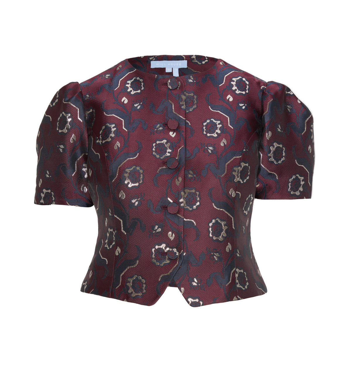 The Mallorie Top in Burgundy Baroque Jacquard
