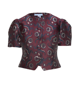 The Mallorie Top in Burgundy Baroque Jacquard