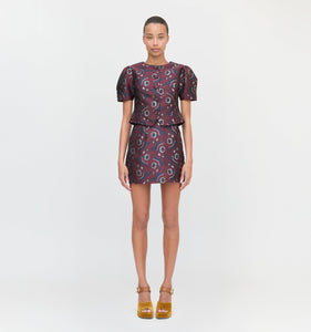 The Mallorie Top in Burgundy Baroque Jacquard