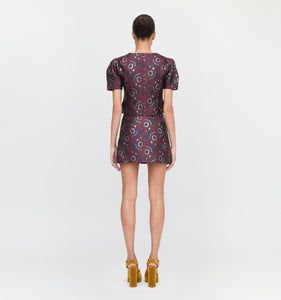 The Mallorie Top in Burgundy Baroque Jacquard