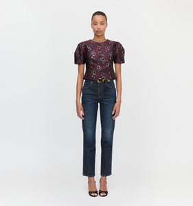 The Mallorie Top in Burgundy Baroque Jacquard