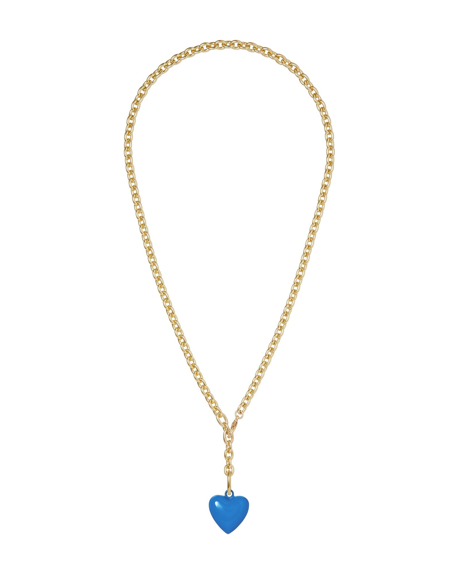 The Mini Puffy Heart Necklace in Blue