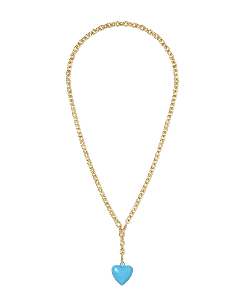 The Mini Puffy Heart Necklace in Turquoise