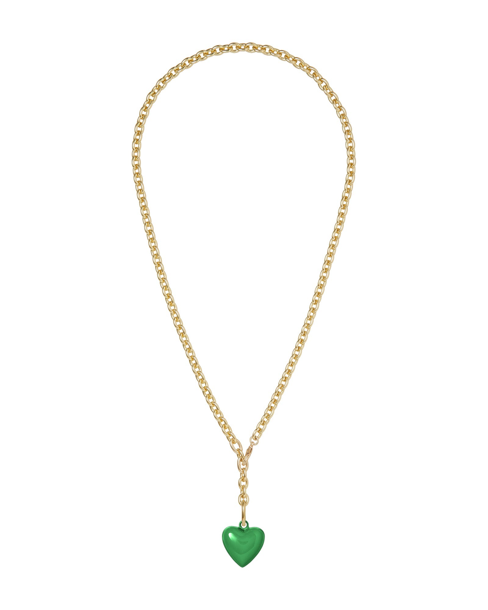 The Mini Puffy Heart Necklace in Green