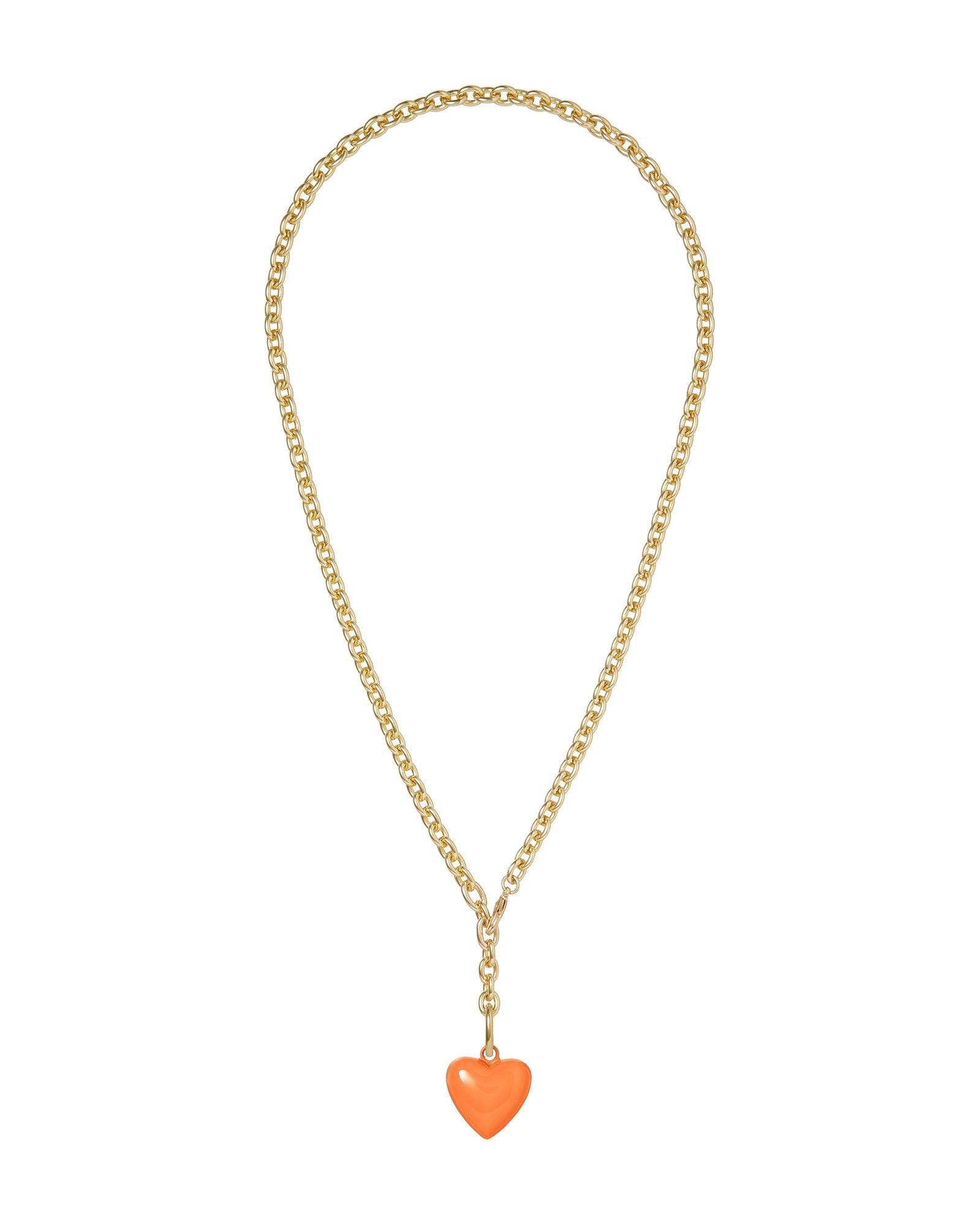 The Mini Puffy Heart Necklace in Orange