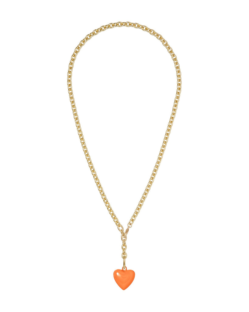 The Mini Puffy Heart Necklace in Orange
