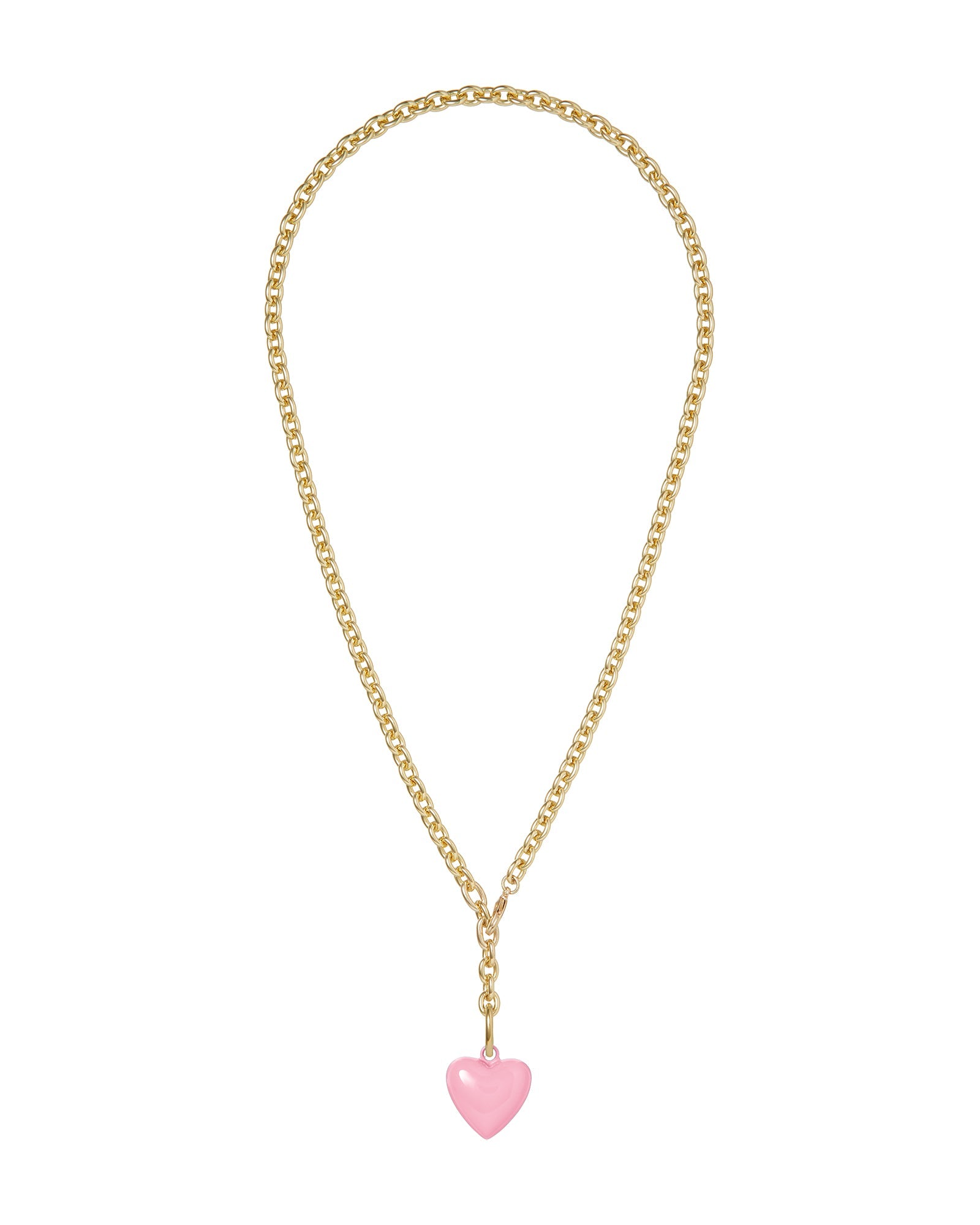 The Mini Puffy Heart Necklace in Pink