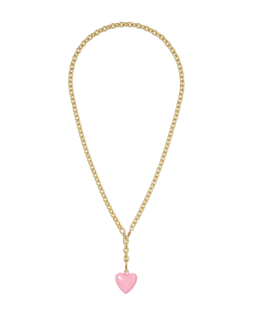 The Mini Puffy Heart Necklace in Pink
