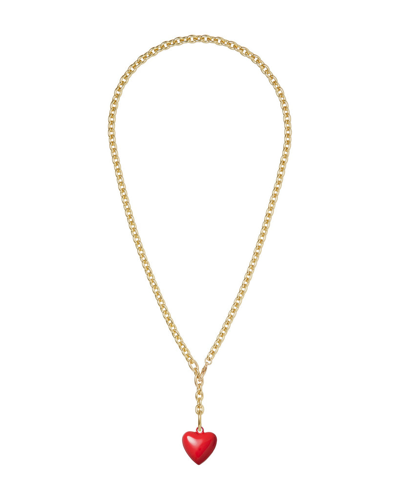 The Mini Puffy Heart Necklace in Red