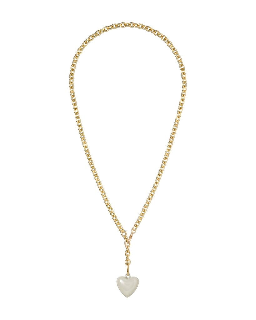 The Mini Puffy Heart Necklace in White