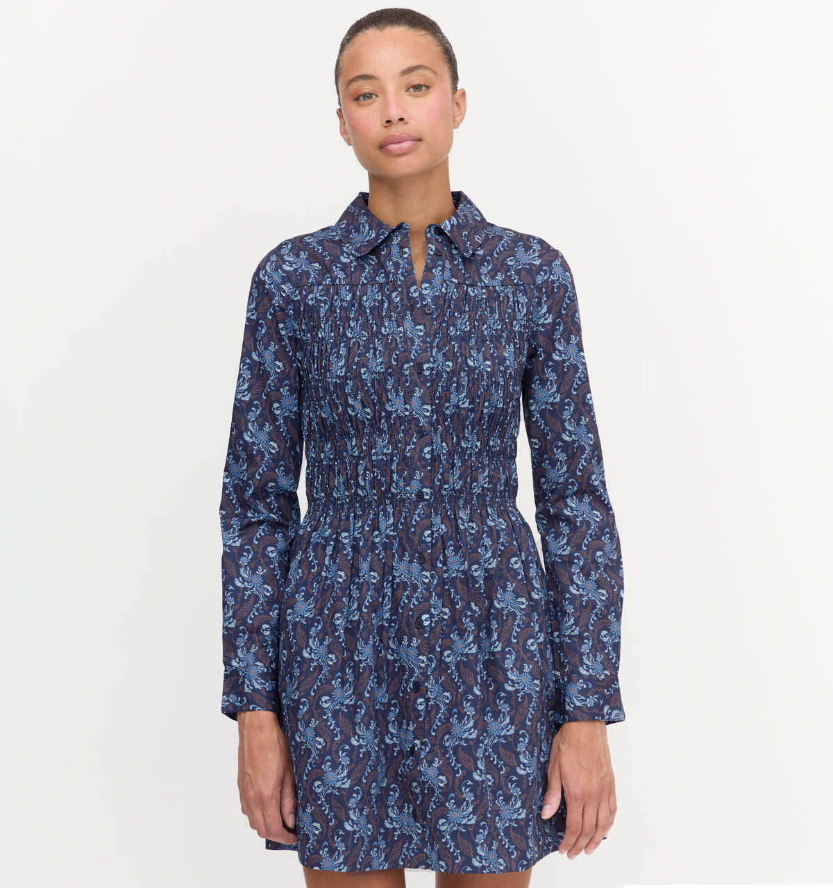 The Mira Dress in Navy Cala Paisley