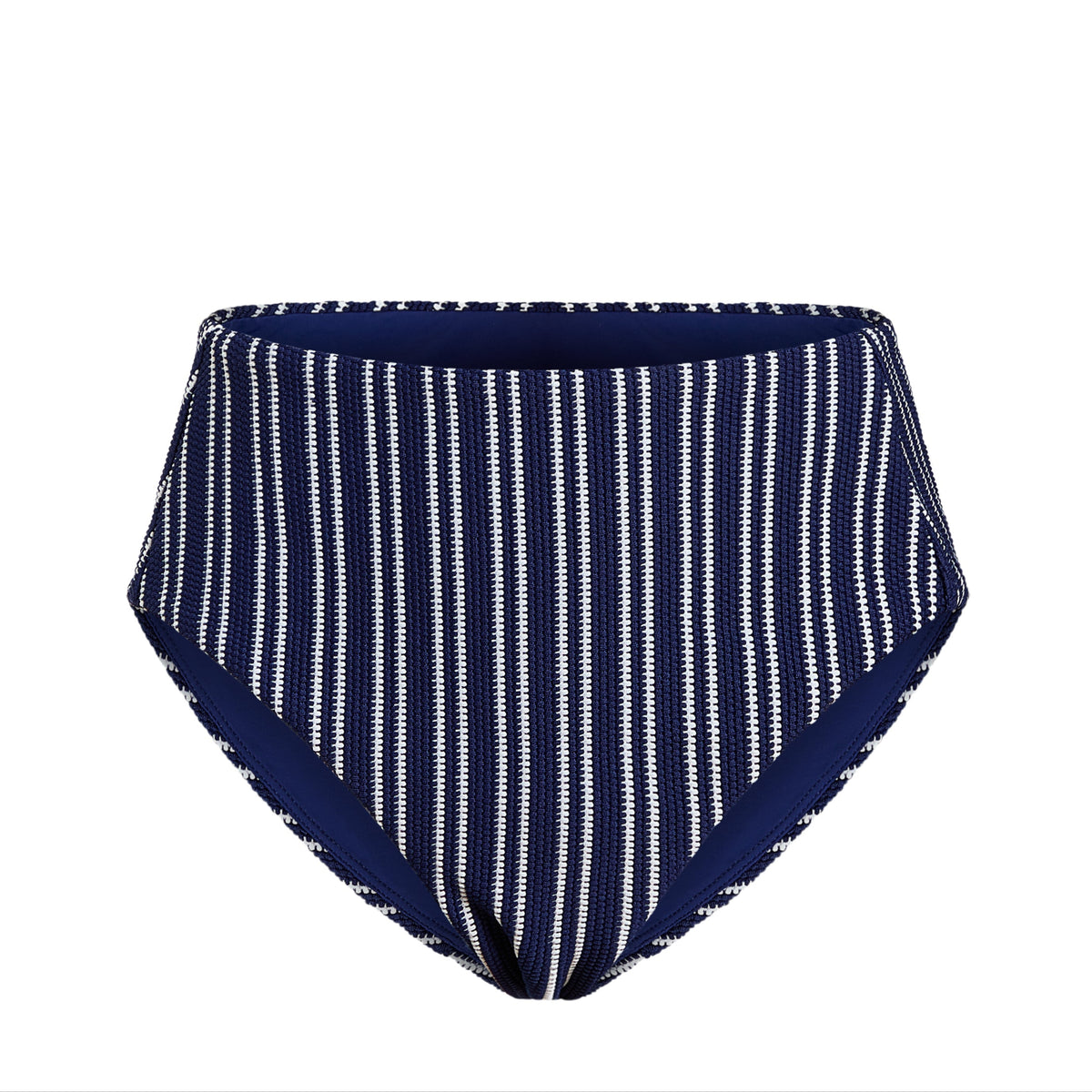 The High Rise Bikini Bottom Textured Stripe in Nautical