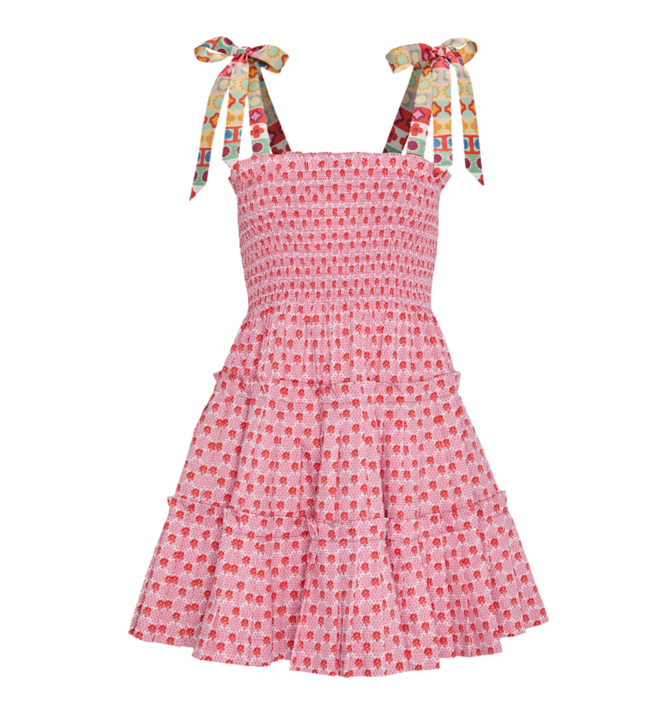 The Ribbon Charlotte Nap Dress in Pink Cala Check