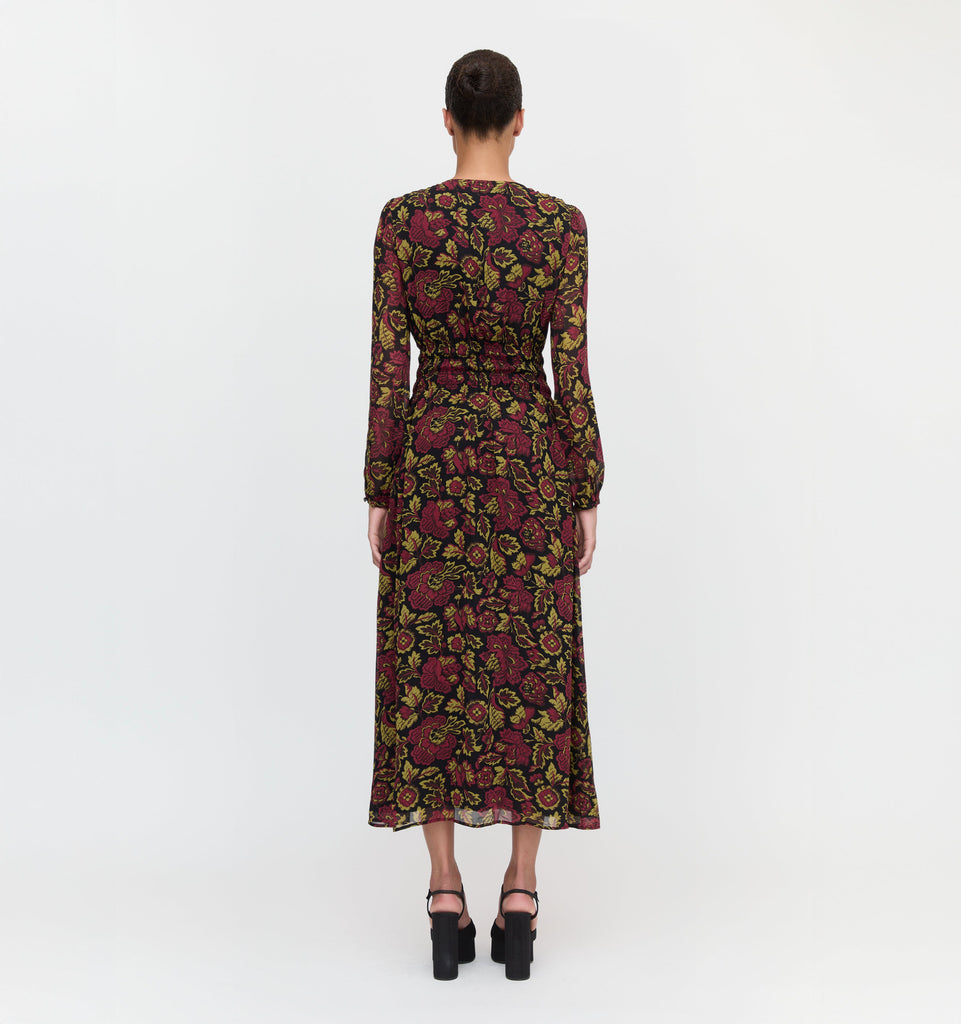 The Rosely Dress in Black Palampore Floral