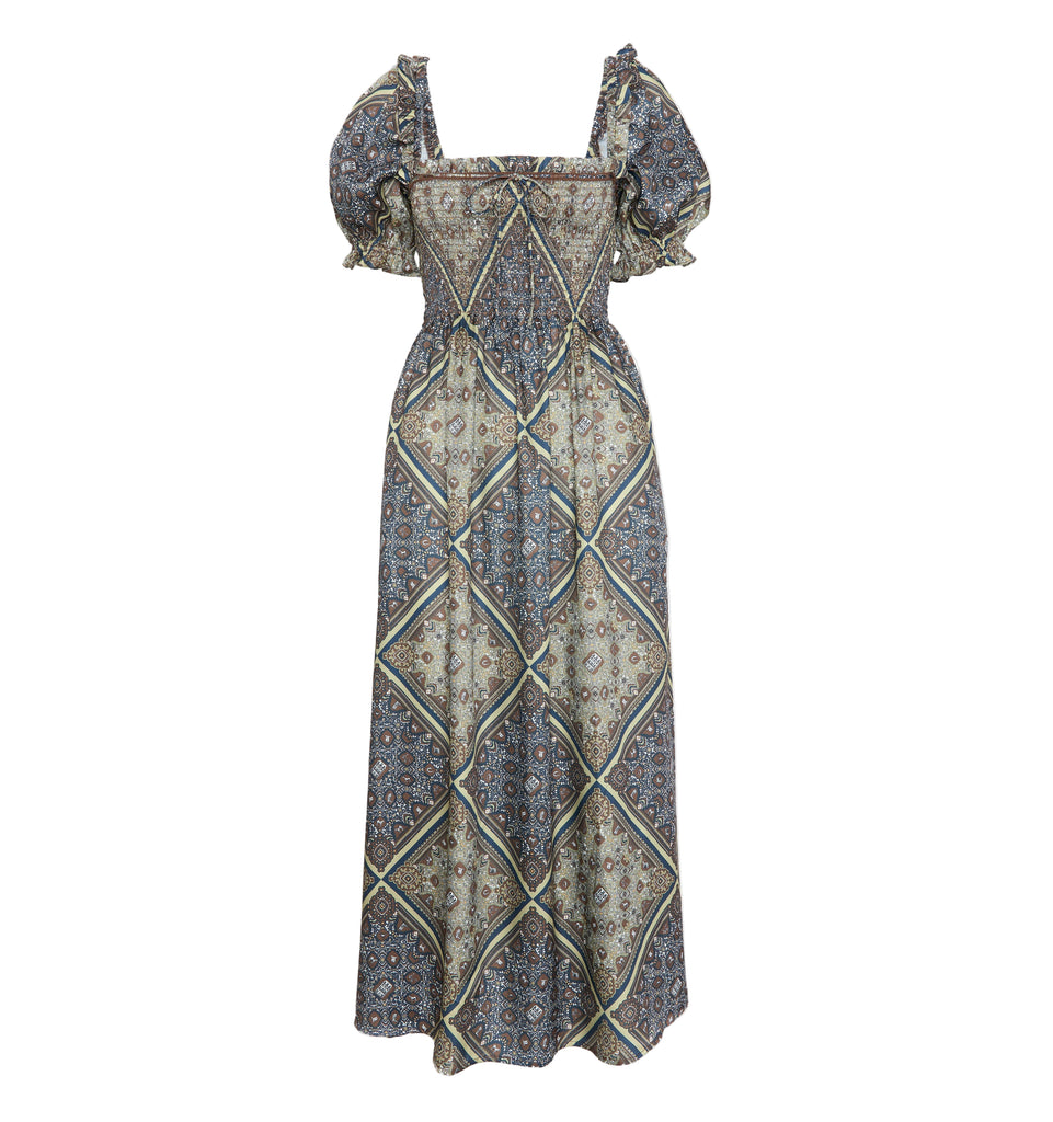 The Scarlett Nap Dress in Olive Equestrian Scarf