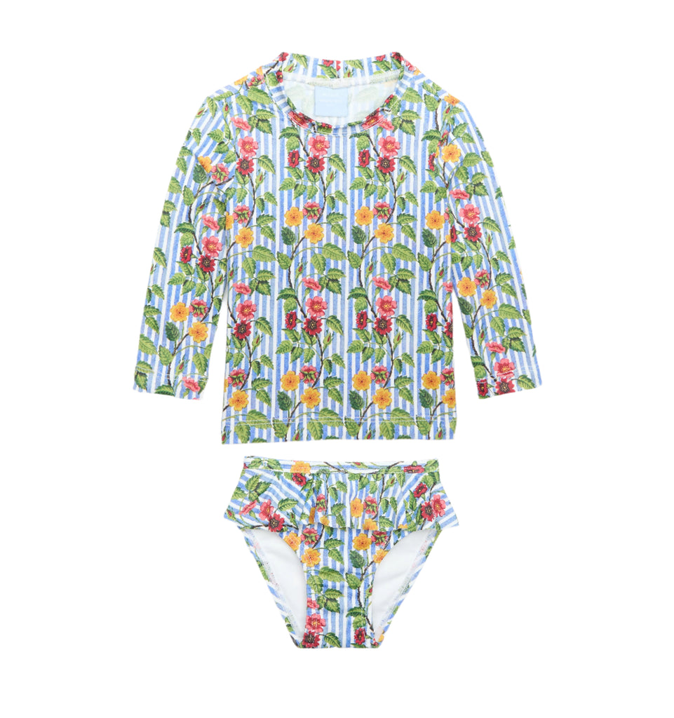 The Baby Ariel Rashguard Set in Geranium Stripe