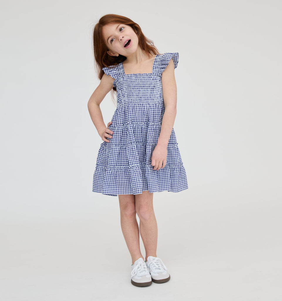 The Tiny Ellie Nap Dress in Navy Gingham