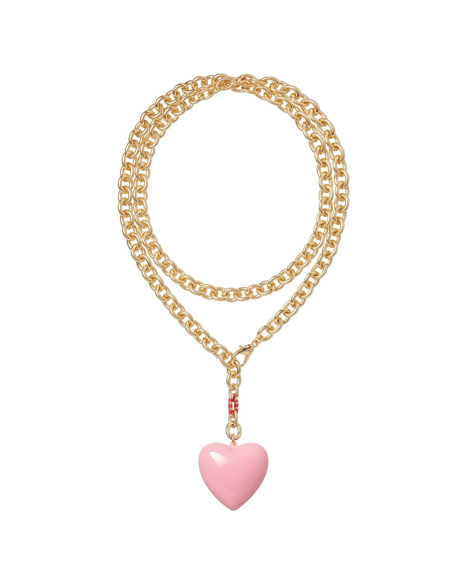 The Puffy Heart Necklace in Pink