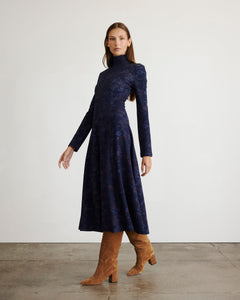 Thea Dress in Maritime Blue & Mahogany Multi