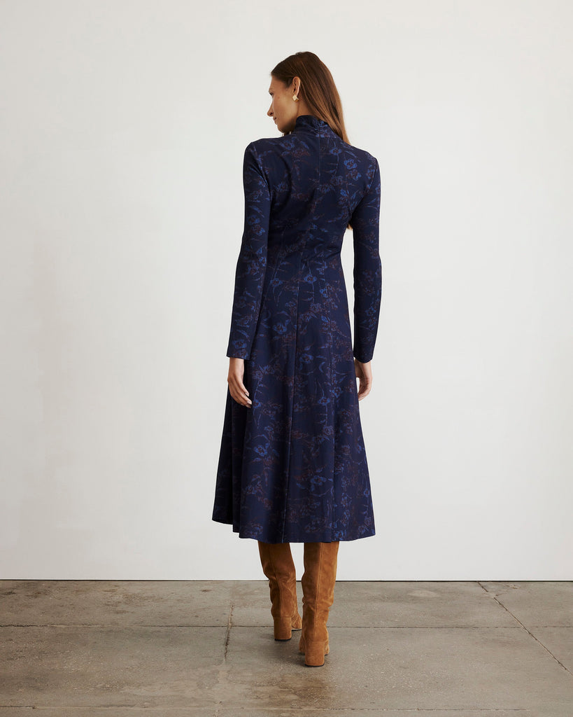 Thea Dress in Maritime Blue & Mahogany Multi