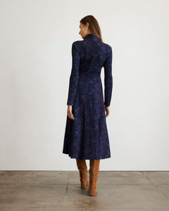 Thea Dress in Maritime Blue & Mahogany Multi