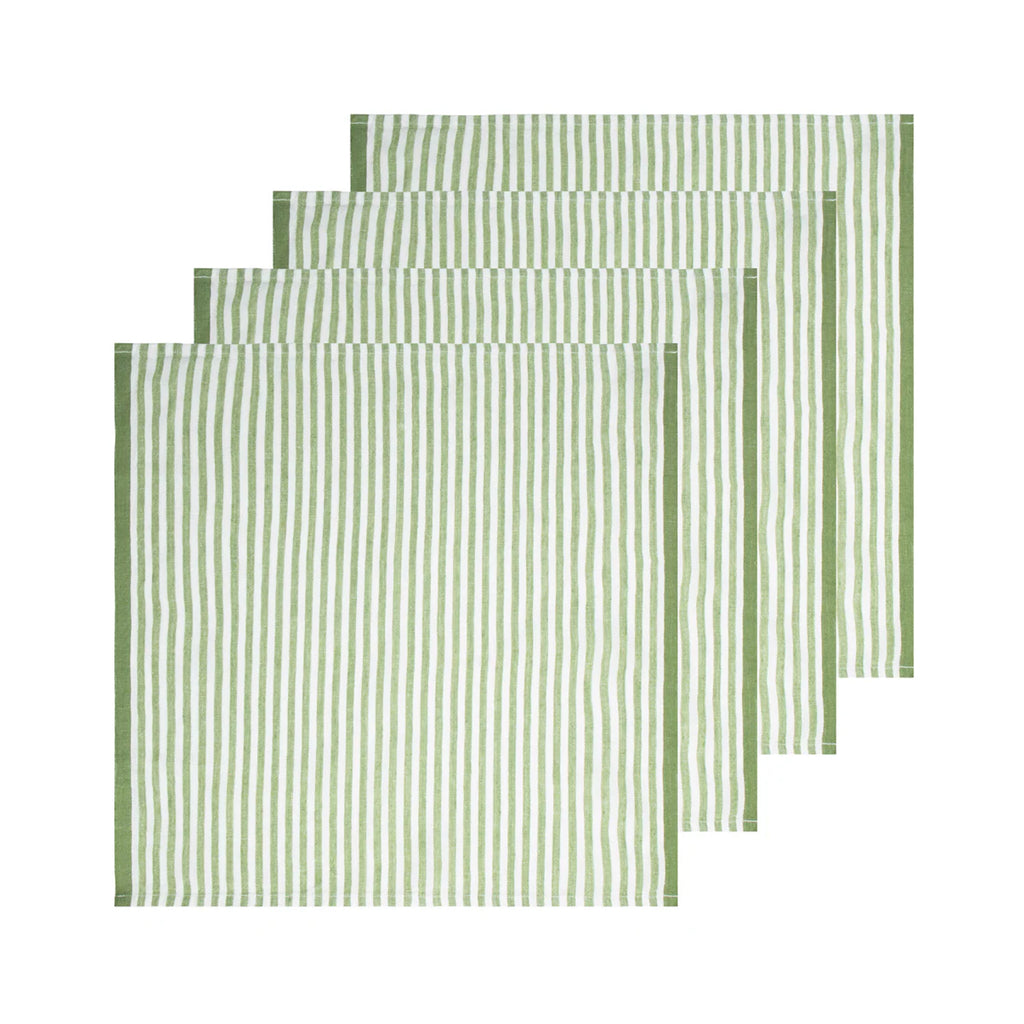 Ticking Stripe Napkin in Basil, Set of 4