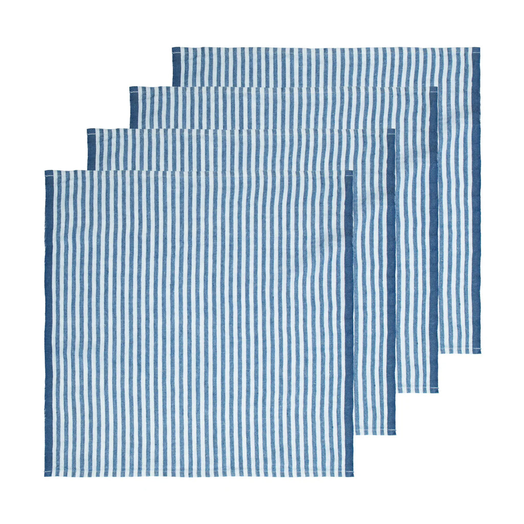 Ticking Stripe Napkin in Blueberry, Set of 4