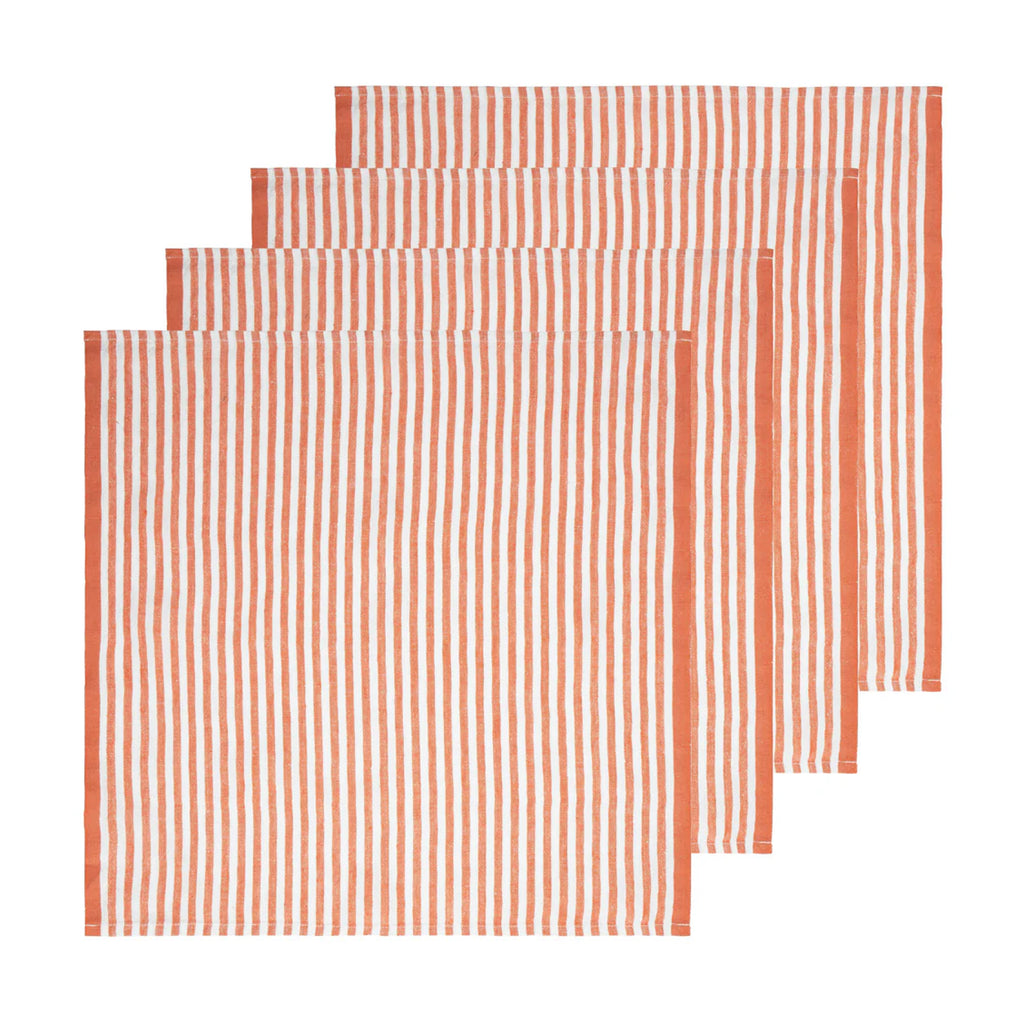 Ticking Stripe Napkin in Clementine, Set of 4