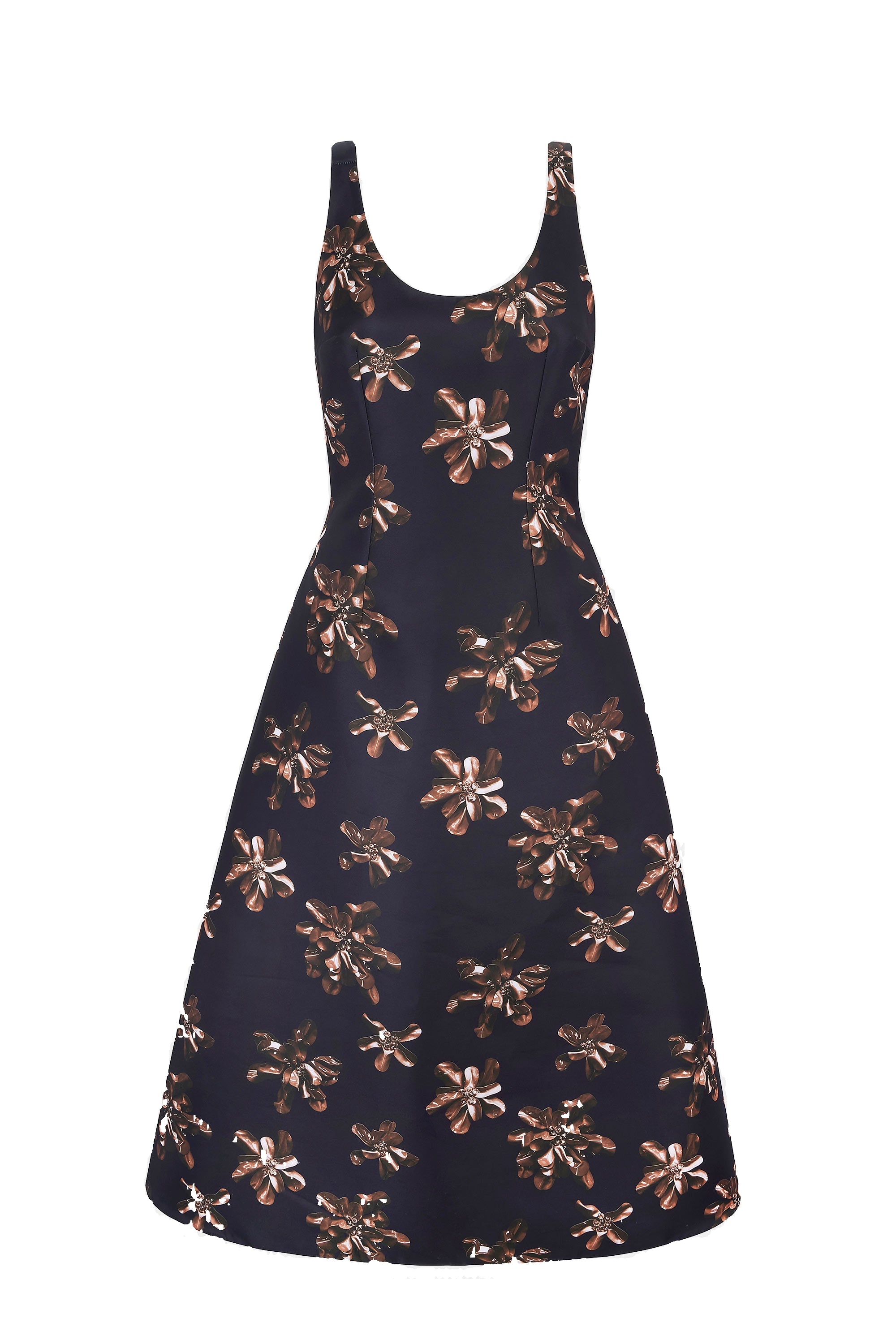 Tippi Dress in Chocolate Floral On Black Genzianella