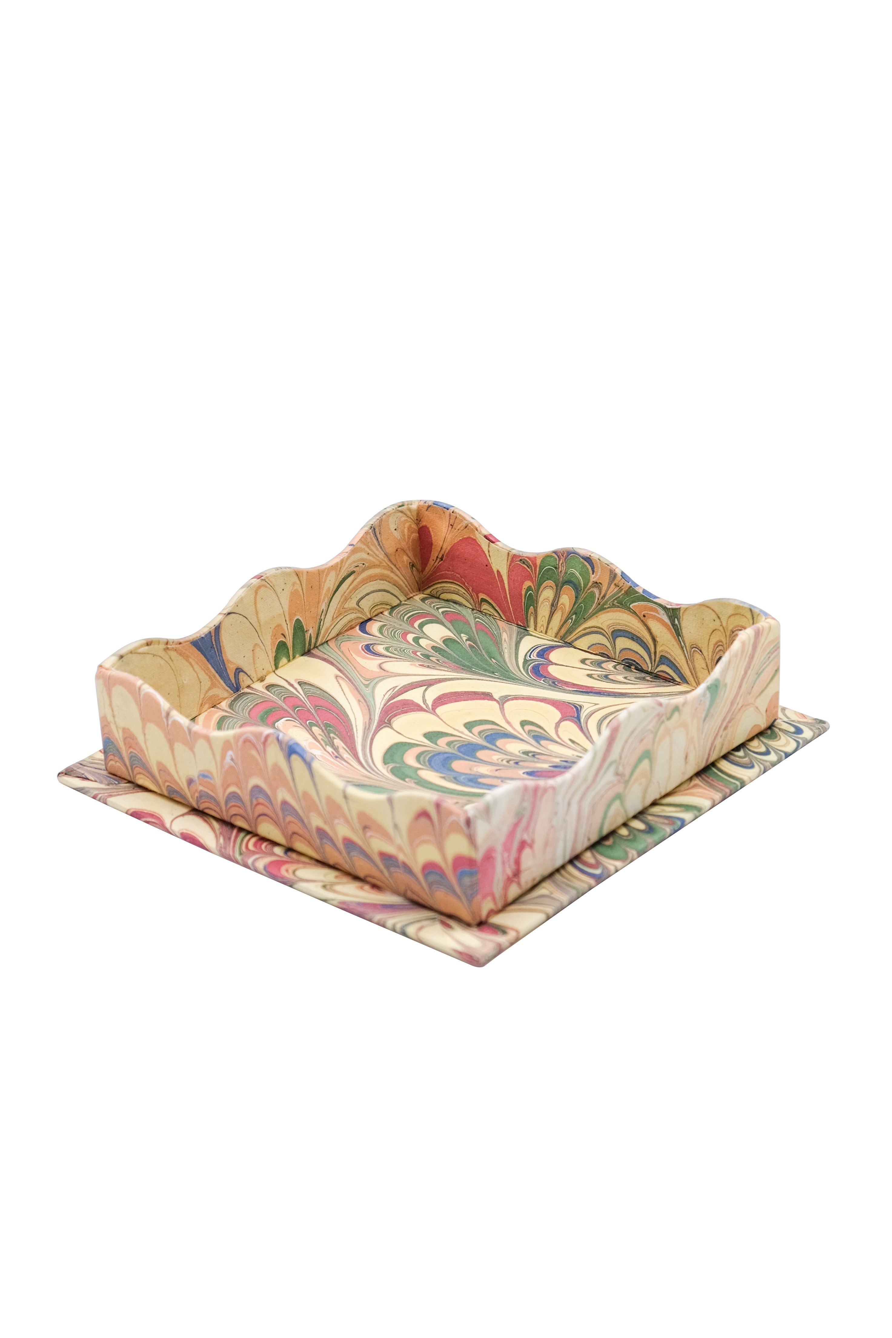 Trinket Cocktail Napkin Tray in Multicolor Marbling