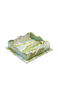Trinket Cocktail Napkin Tray in Robin Blue Marbling