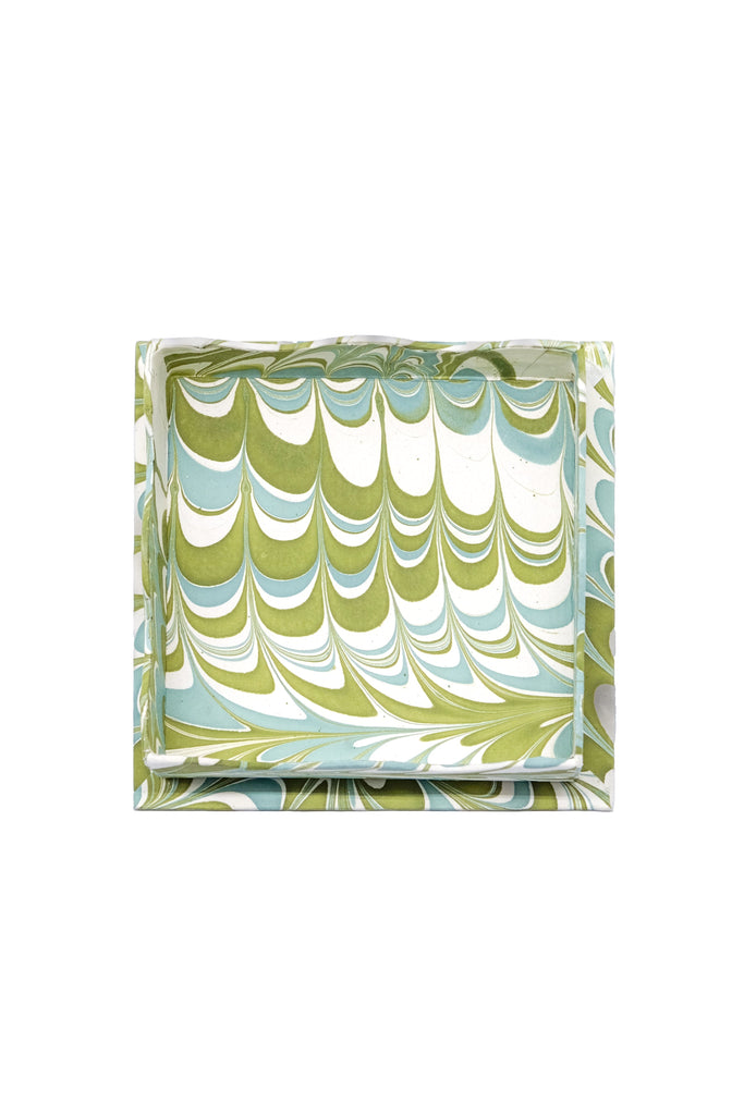 Trinket Cocktail Napkin Tray in Robin Blue Marbling