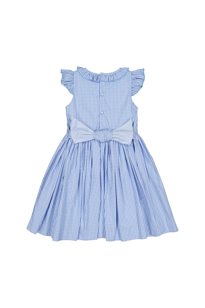 Tulip Blue Gingham Frilled Cap Sleeve Smocked Dress