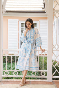 Flounce Dress in Baby Blue Marigold