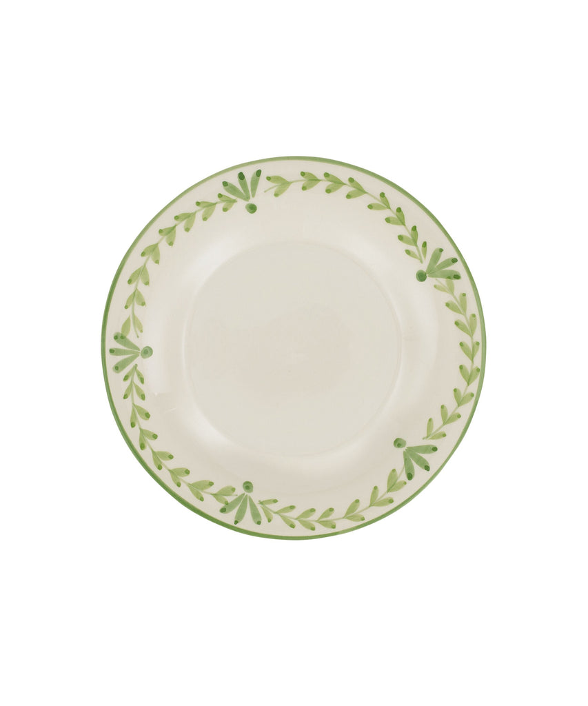 Rebecca Udall Elouise Dessert Plate, Green Leaf Pattern