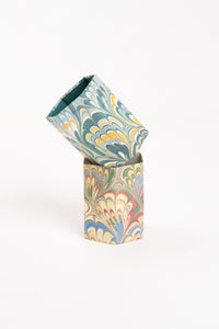 Hand-Marbled Pencil Holder Organizer in Blue Marbling