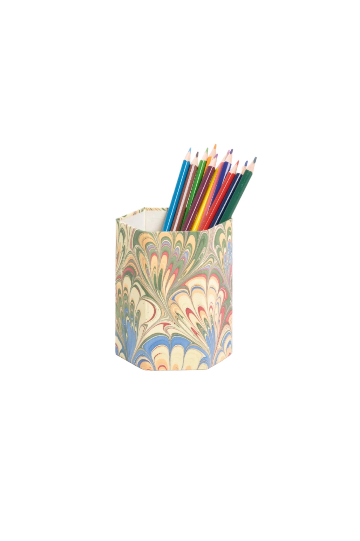 Hand-Marbled Pencil Holder Organizer in Multicolor