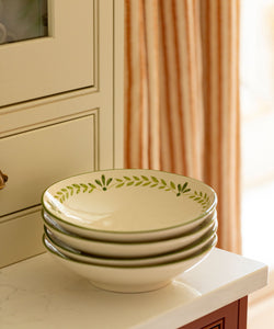 Rebecca Udall Elouise Hand Painted Pasta Bowl Crockery Stack, Green